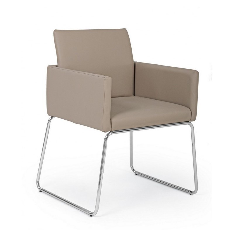 Sedia con braccioli in similpelle Tortora SIXTY 60x54x h80,5 cm
