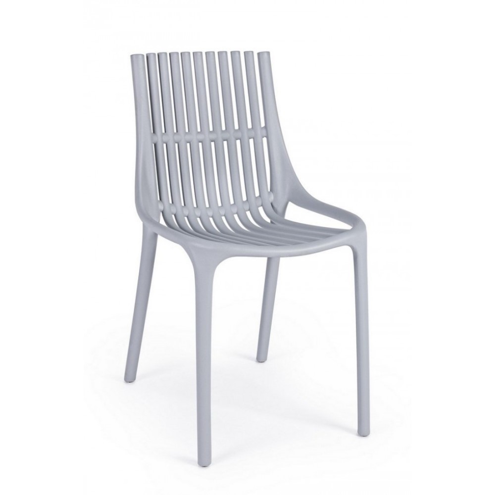 Sedia da esterno grigio chiaro, impilabile, set da 4