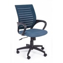 Sedia da ufficio blu con ruote e braccioli, cm 55 x 61 x 93/103h