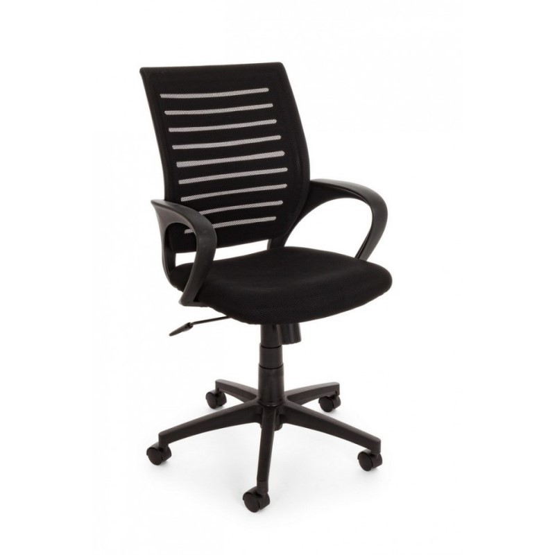 Sedia da ufficio nero con ruote e braccioli - Comoda e regolabile - Design elegante