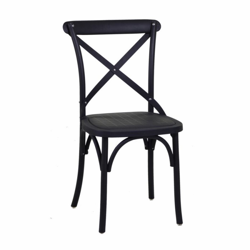 Sedia Esterno Plastica Cross Nero 39x43 cm x H45,5/89,5
