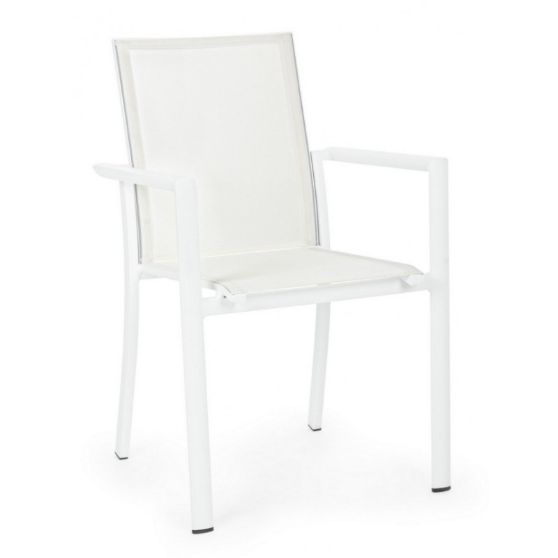 Sedia in alluminio con braccioli bianco Konnor - Dimensioni: 56.2x60x88 cm