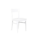 Set di 4 sedie in legno laccato bianco con seduta in similpelle, dimensioni 45x44x82 cm