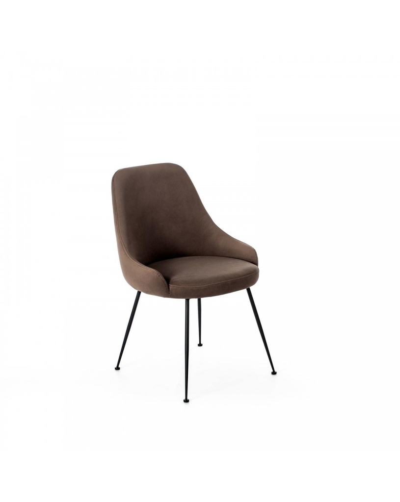 Sedia in microfibra visone con struttura in metallo nero, 48.5cm x 49.5cm x 80cm