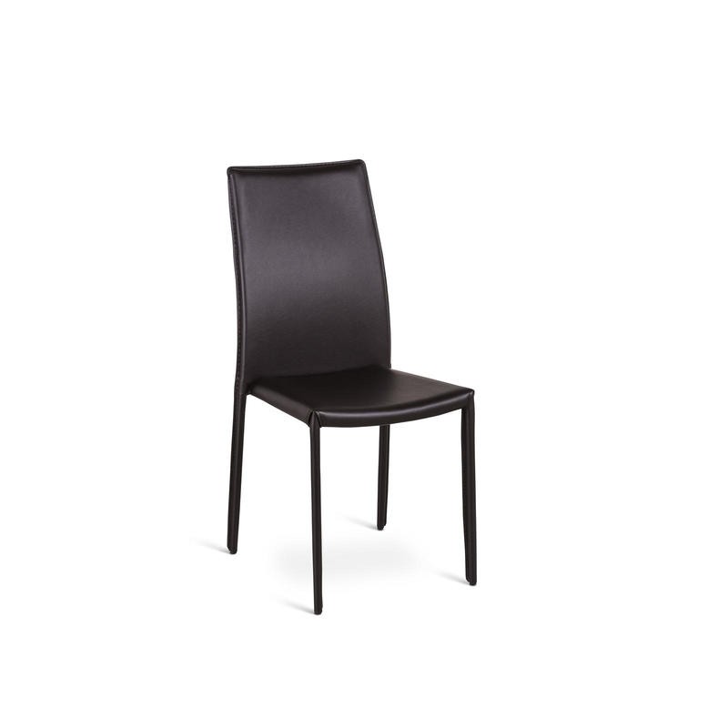 Set di 4 sedie in similcuoio cioccolato con struttura in metallo, 41x42x95 cm