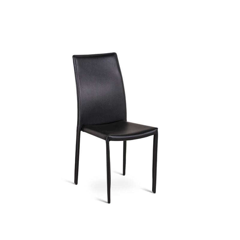 Set di 4 sedie in similcuoio nero con struttura in metallo rivestito, dimensioni 41x42x95 cm