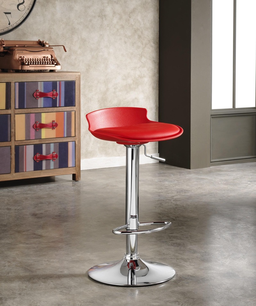 Set di 2 sedie in similpelle rosso con struttura in metallo, 39x40x69/90h cm