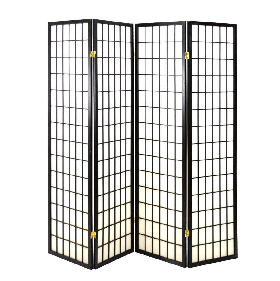 Separe paravento in carta di riso nero 180 x 180 cm