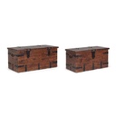 Set 2 cassapanca marrone in legno stile fusion