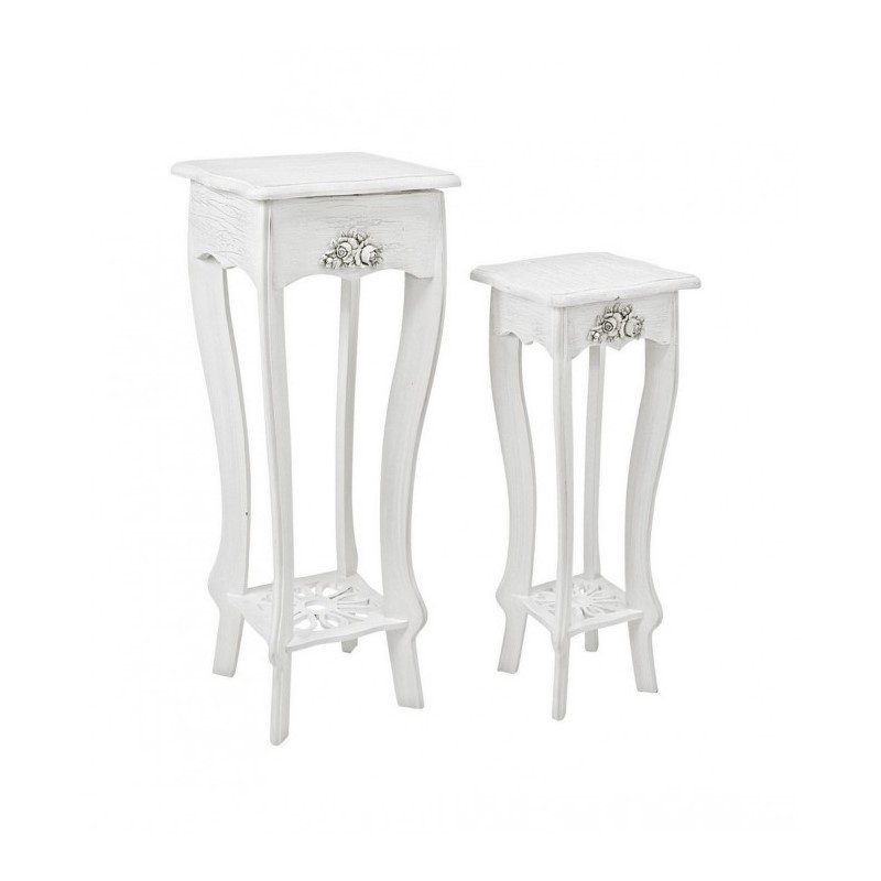 Set 2 porta lampada classico bianco - Dimensioni: 24,5x24,5x63 cm