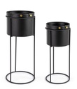 Set 2 vasi per pianta acciaio nero Zeina