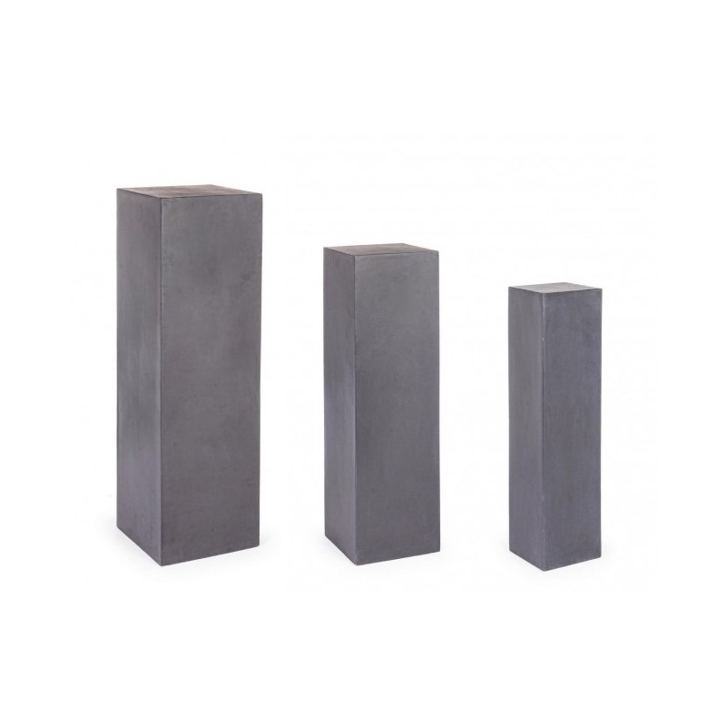 Set 3 colonne arredo giardino quadrate antracite Melange - Misure: 35 x 35 x 120.5h, 28 x 28 x 101h, 20 x 20 x 81h