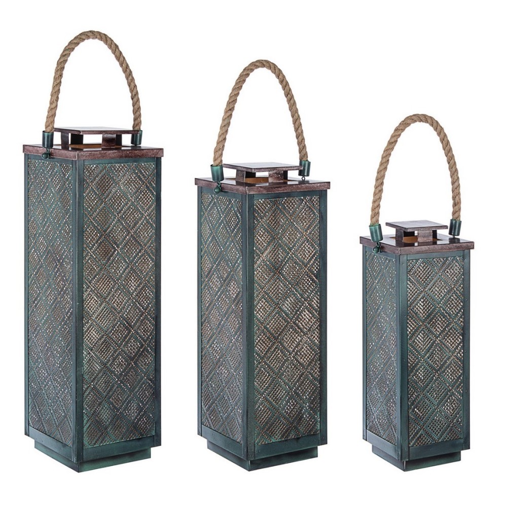 Set 3 lanterne in metallo stile fusion