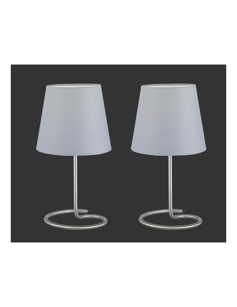 Set Due Lumetti Moderni Nichel Paralume Grigio Twin Trio Lighting