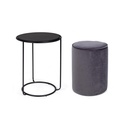 Set combinato moderno tavolino-pouf Annika grigio scuro - Dimensioni: 32x42 cm pouf, 40x50 cm tavolino
