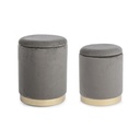 Set da 2 Pouf in velluto con contenitore Grigio POLINA