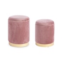 Set da 2 Pouf in velluto con contenitore Rosa Antico