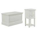 Set mobile comodino e baule in legno bianco - Stile shabby - Misure: Comodino 33,5 x 33,5 x 69 cm, Baule 80 x 45 x 45 cm