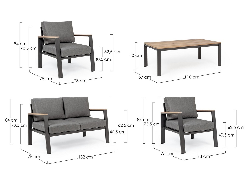 Set salotto giardino Belmar naturale/antracite