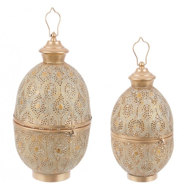 Set di 2 Lanterne Namid Ov Champagne - Metallo - Dimensioni: 26x51 cm, 21,5x41 cm