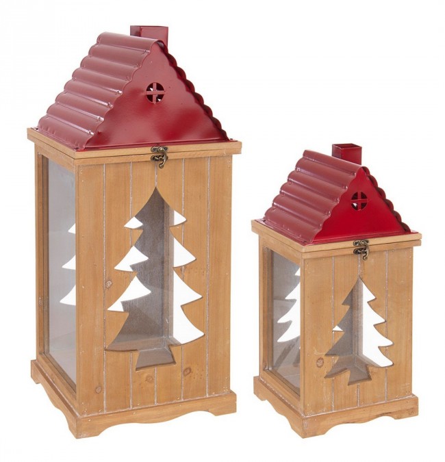 Set2 Lanterna Noel Rosso