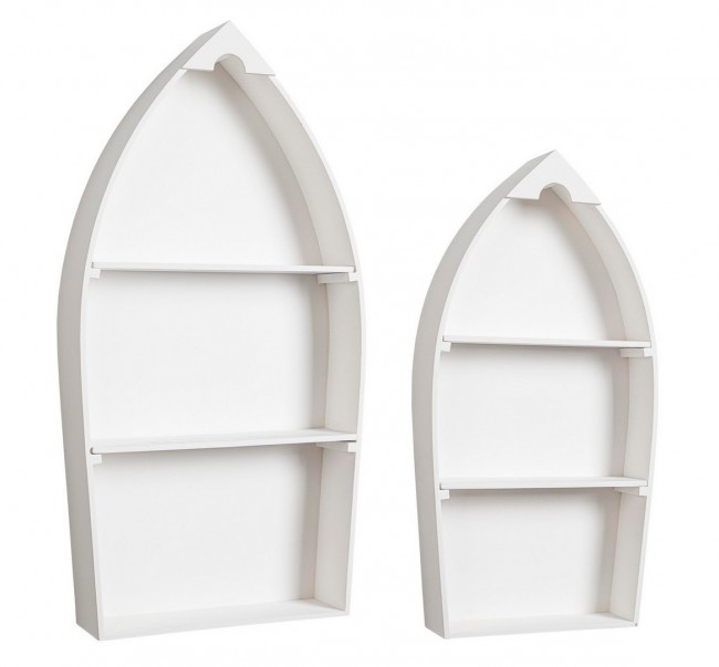 Set di 2 Mensole Boat Bianco - Dimensioni: 49x13x96,5 cm e 38,5x11x76,5 cm