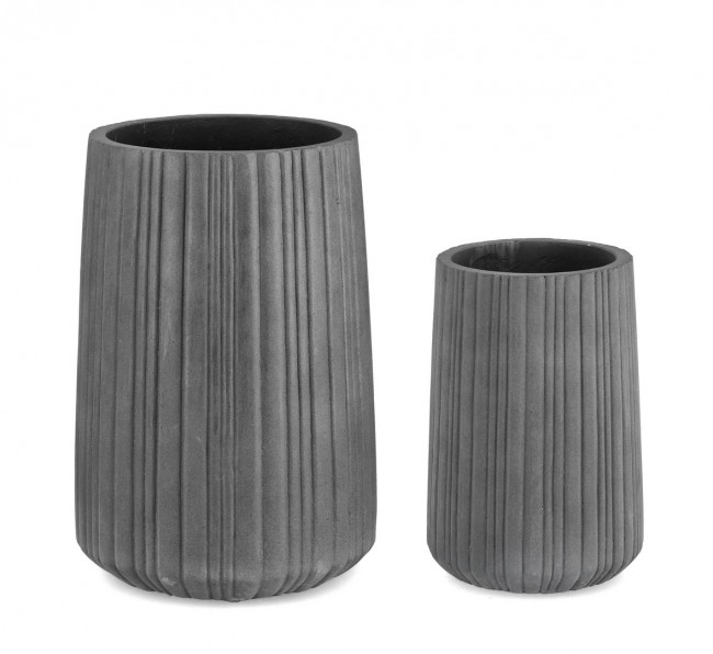Set2 Vaso Halong Cil Grigio - Diametro 45 cm, Altezza 66 cm e Diametro 32 cm, Altezza 47 cm