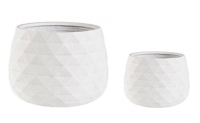Set2 Vaso Pyramid Ciotola Bianco - Dimensioni: 52,5x52,5x37,5 cm e 35,5x35,5x24,5 cm