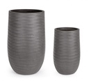 Set di 2 Vasi Tressage To Alto Antracite - Dimensioni: 47x75 cm e 34x55 cm