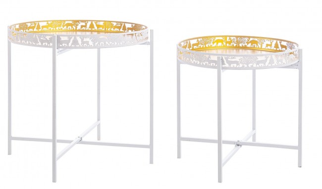 Set2 Tavolino Alizee Bianco-Oro