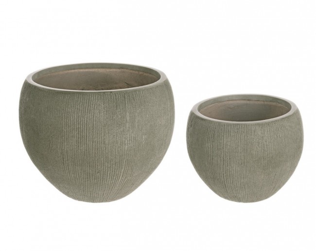 Set2 Vaso Brush Sfera Salvia - Ø39,5a x 30h; Ø51a x 39h
