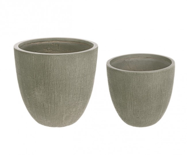 Vaso Decorativo Set2 Brush Basso Salvia - Diametro 43,5 cm x Altezza 41 cm