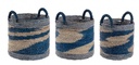 Cesta in materiale vegetale e rafia, dimensioni 2M x Achal To Nat-Blu