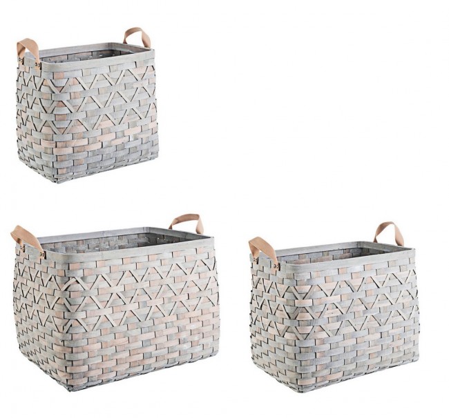 Set3 Cesta 2M Lisette Rett Grigio in Legno d'Abete