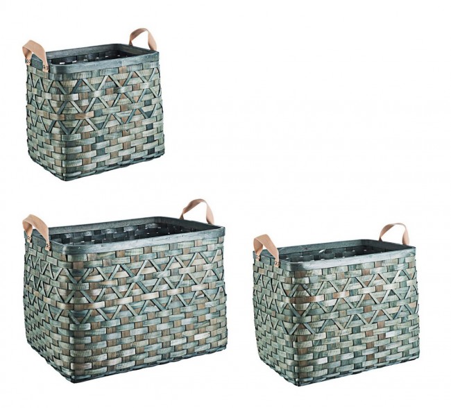 Cesta Rettangolare in Legno d'Abete Verde