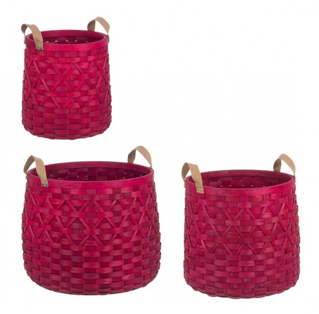 Cesta in legno d'abete 2M Lisette To Rosso