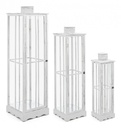 Set di 3 Lanterne Astana Bianco - Dimensioni: 40x40x150 cm, 32x32x125 cm, 24x24x90 cm