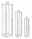 Set di 3 Lanterne Ottawa Bianco - Dimensioni: G: 30x30x129 cm, M: 22x22x103 cm, P: 15,5x15,5x78 cm