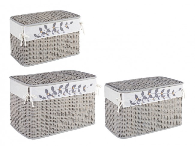 Set3 P.Oggetti Alma - Set di mobili in rattan e bambù, tessuto 70% poliestere- 30% cotone