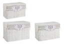 Set3 P.Oggetti Kis Grigio in Rattan e Bambù, Tessuto 70% Poliestere, 30% Cotone