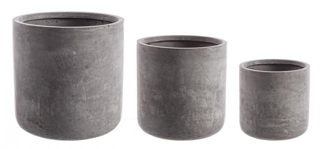 Set3 Vaso Cemento Cilindrico Grigio