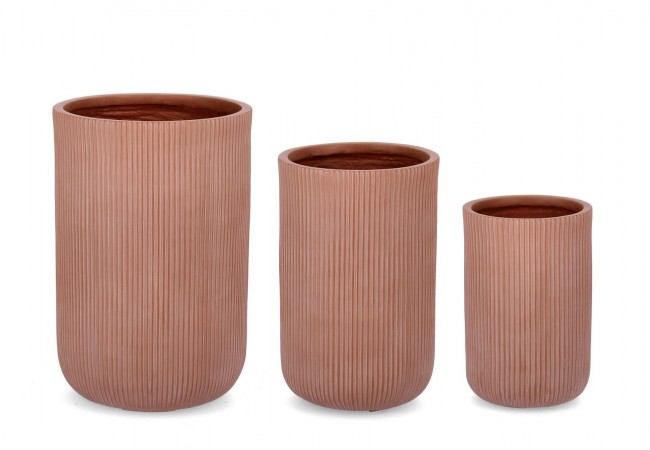 Set3 Vaso Rigato in Terracotta
