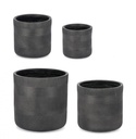 Set4 Vaso Cilindrico Antracite con Strisce, Ideale per Esterni