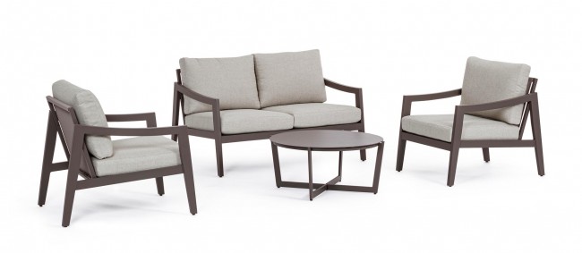 Set4 Salotto C-C Sirenus Coffee Yk14 - Eleganza e Comfort per il Tuo Spazio Esterno - Dimensioni: 132x88,5x85 cm (Divano), 69x88,5x85 cm (Poltrone), 84x38 cm (Tavolino)