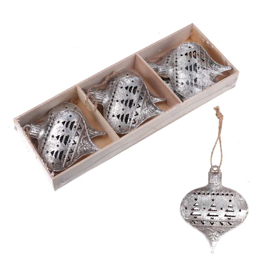 Sfera Metallo Argento 6pz cm21x8h3