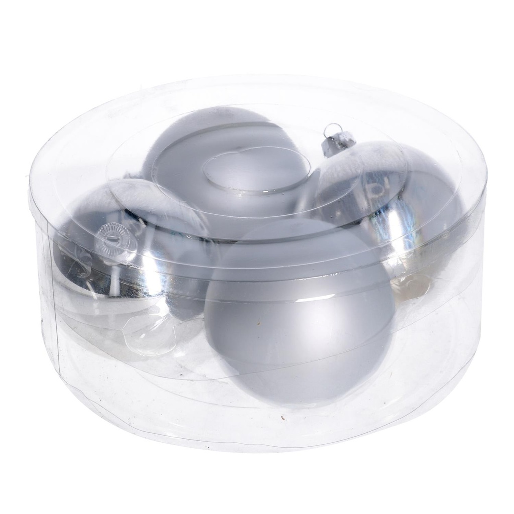 Confezione da 4 Sfere di Vetro Argento Ø10 cm