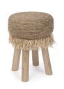 Sgabello Florinda G01 H45 in Teak Naturale con Seduta in Fibra Sisal