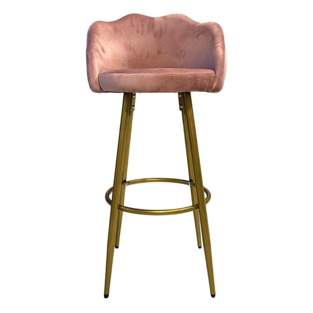 Sgabello Orel in velluto rosa con gambe dorate opache Design elegante e confortevole