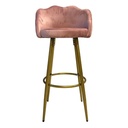 Sgabello Orel in velluto rosa con gambe dorate opache Design elegante e confortevole