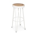 Sgabello bar bianco in legno stile naturale - Seduta ø33 cm, Gambe ø44 cm, Altezza 74 cm